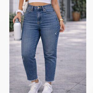 J.Crew Essential Straight Jeans Women’s Size 30 Blue Raw Hem Denim